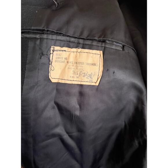 Vintage US Navy Peacoat Men’s 100% Wool Military Jacket Anchor Buttons Black S/M - Picture 6 of 6